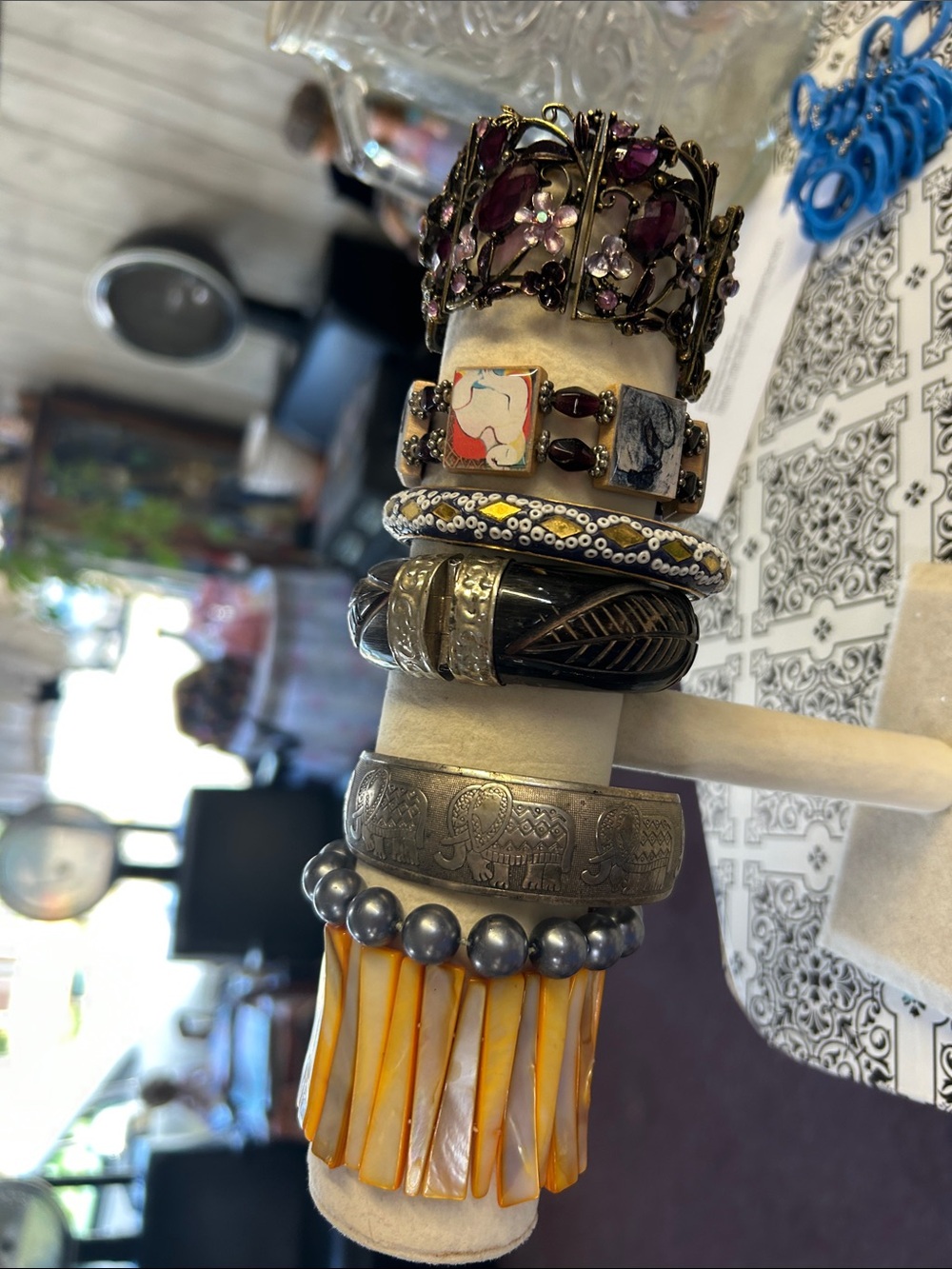 Handcrafted Purple and Amber Multi-Stack Bracelet Set